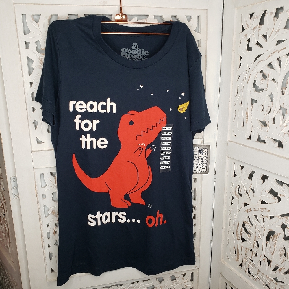 Goodie Two Sleeves T-rex Blue Short Sleeve Shirt